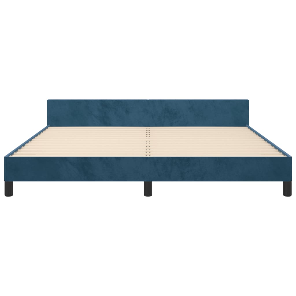 vidaXL Bedframe zonder matras 160x200 cm fluweel donkerblauw