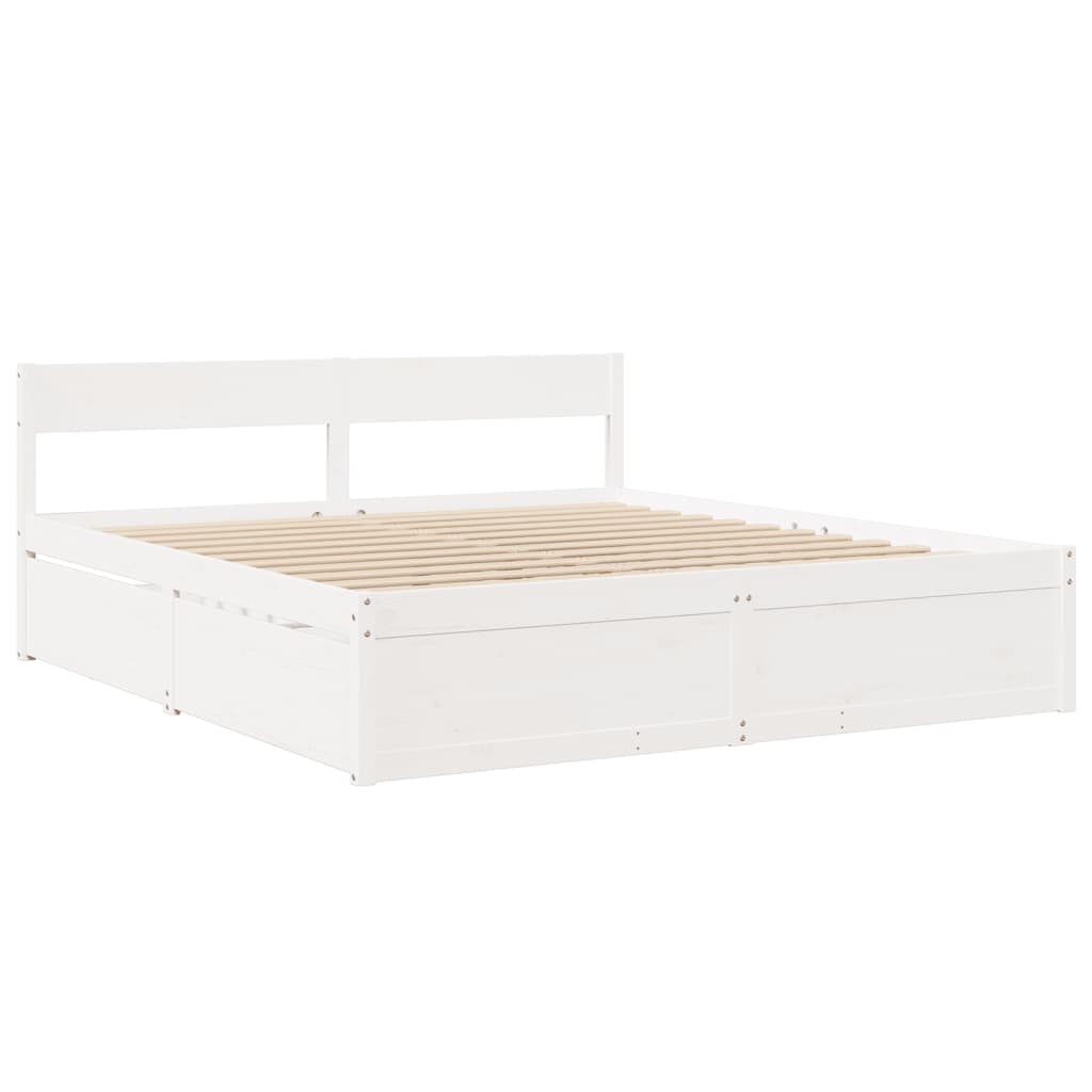 vidaXL Bedframe zonder matras massief grenenhout wit 180x200 cm