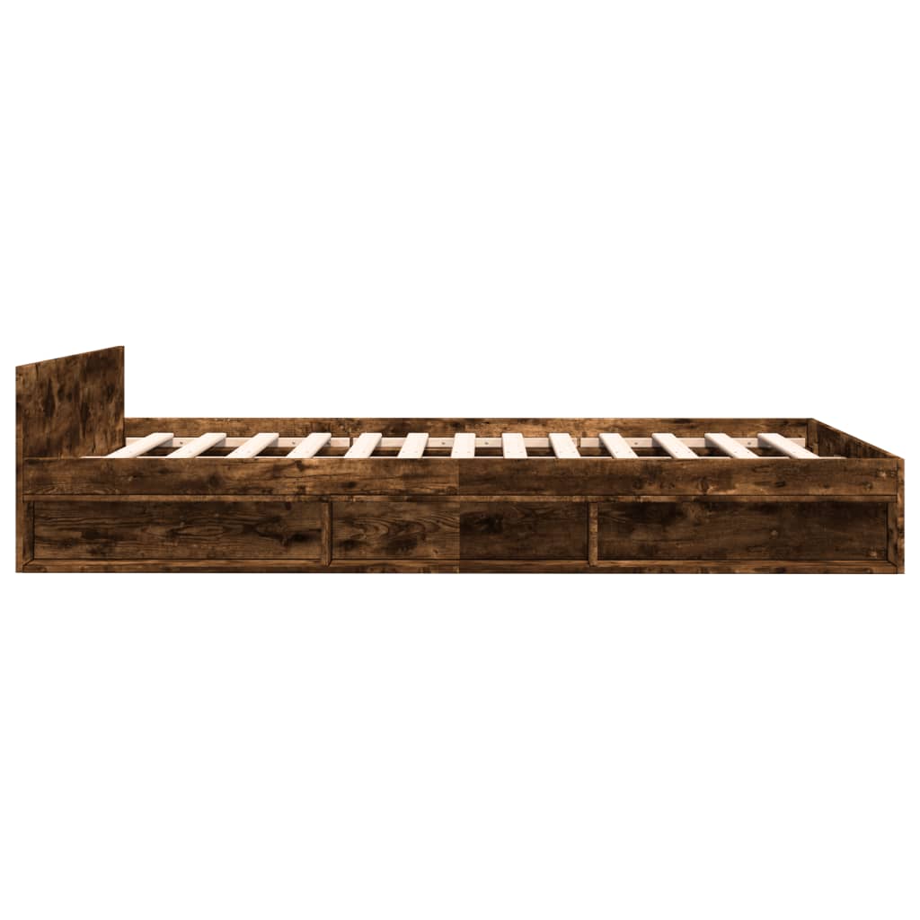 vidaXL Bedframe met lades bewerkt hout gerookt eikenkleurig 140x200 cm