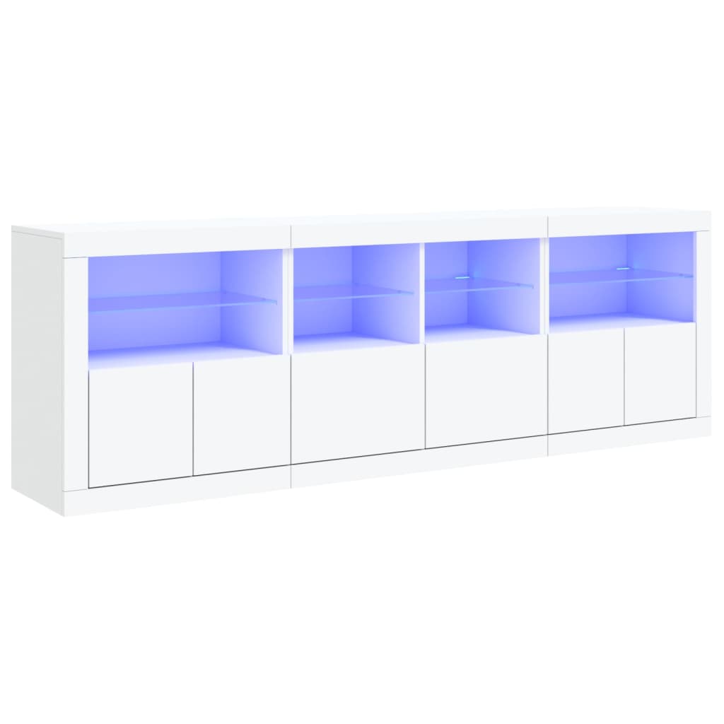 vidaXL Dressoir met LED-verlichting 202x37x67 cm wit