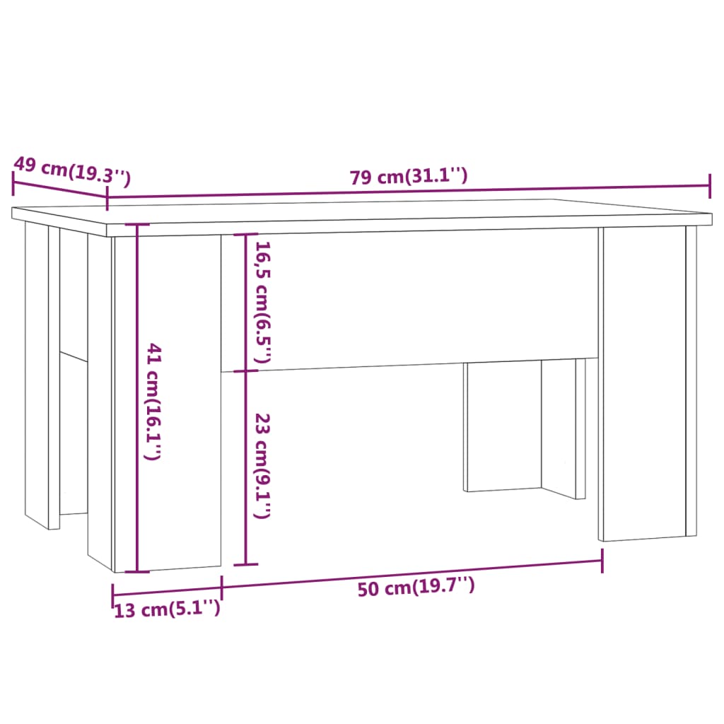 vidaXL Salontafel 79x49x41 cm bewerkt hout gerookt eikenkleurig