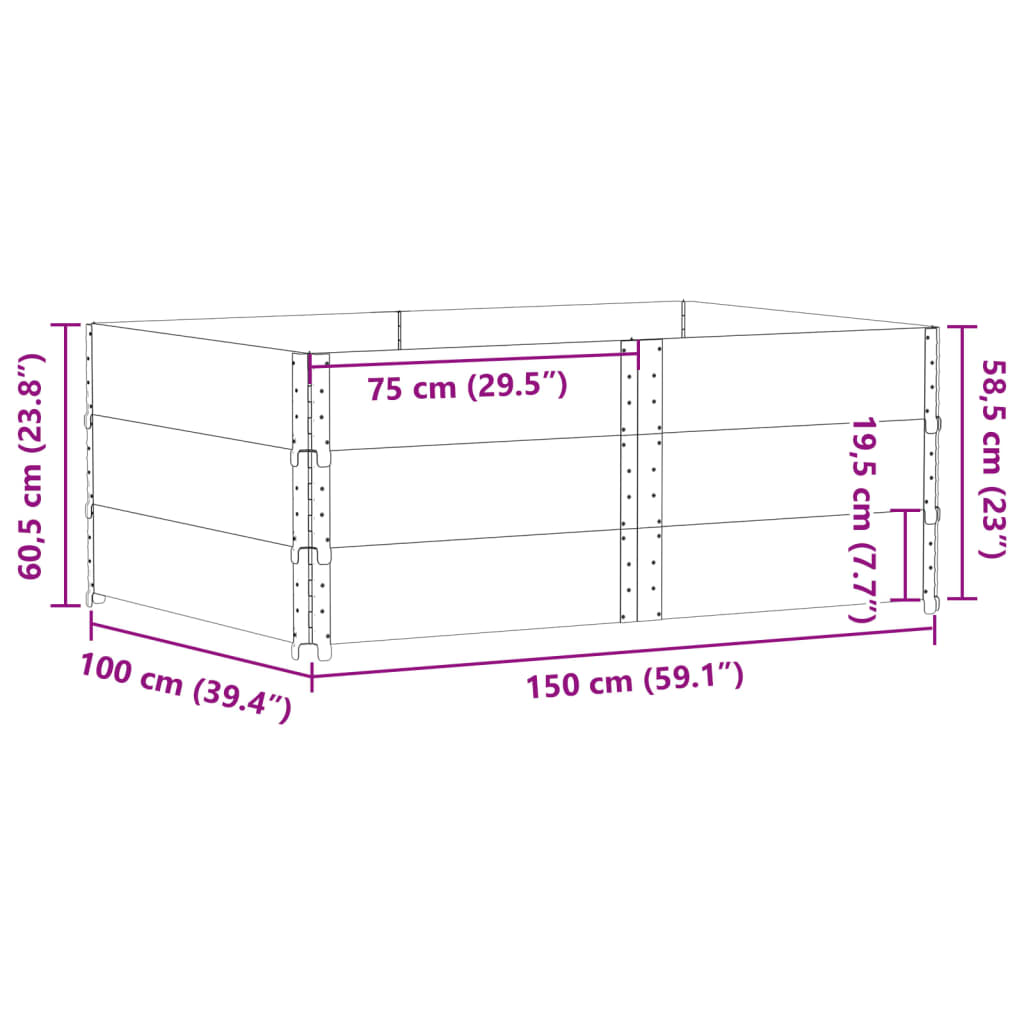 vidaXL Plantenbak 150x100 cm massief grenenhout zwart