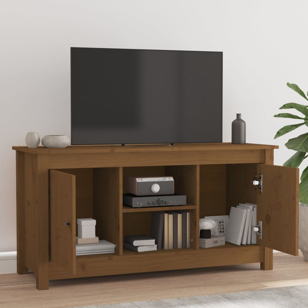 vidaXL Tv-meubel 103x36,5x52 cm massief grenenhout honingbruin