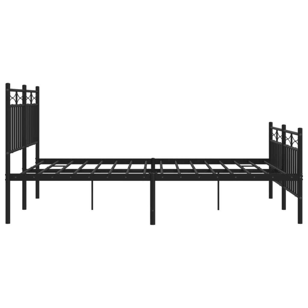 vidaXL Bedframe met hoofd- en voeteneinde metaal zwart 140x190 cm