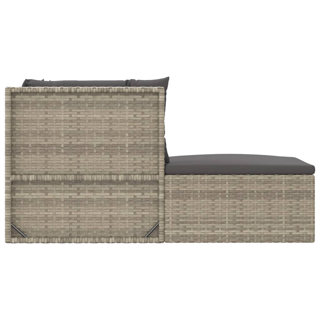 vidaXL 5-delige Loungeset met kussens poly rattan grijs