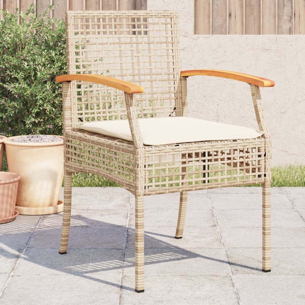 vidaXL Tuinstoelen 4 st met kussens poly rattan en acaciahout beige