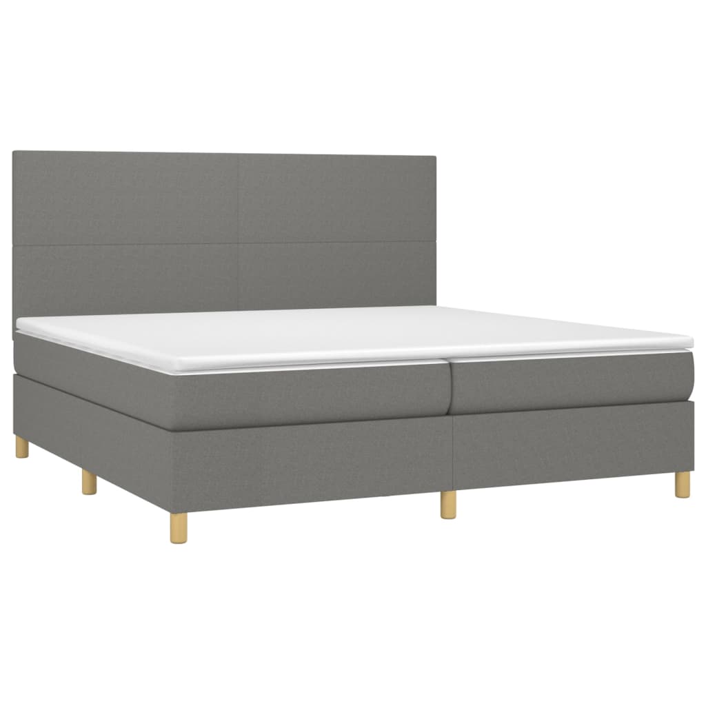 vidaXL Boxspring met matras en LED stof donkergrijs 200x200 cm