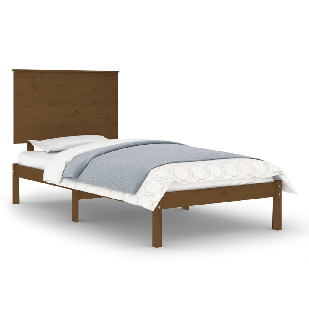 vidaXL Bedframe massief hout honingbruin 75x190 cm