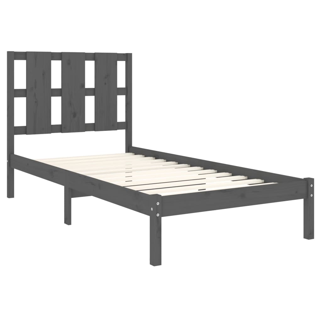 vidaXL Bedframe massief grenenhout grijs 90x200 cm