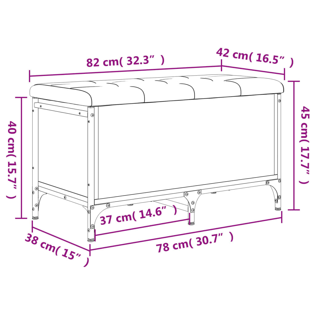 vidaXL Opbergbankje 82x42x45 cm bewerkt hout sonoma eikenkleurig