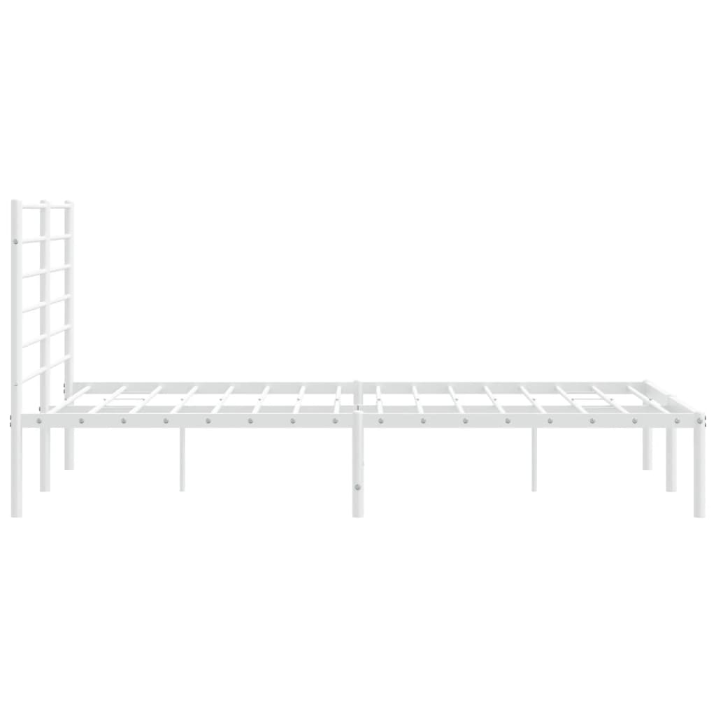 vidaXL Bedframe met hoofdbord metaal wit 140x190 cm