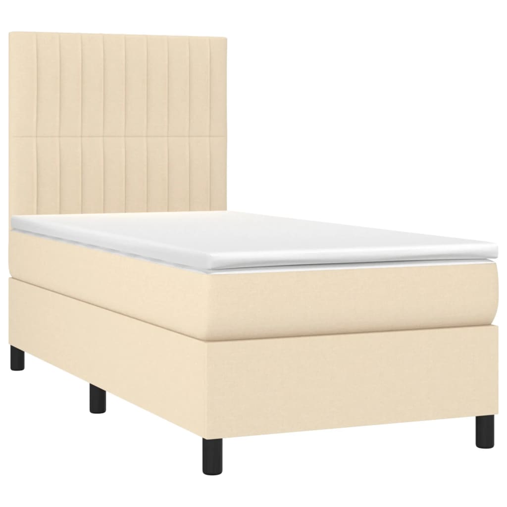 vidaXL Boxspring met matras stof crèmekleurig 90x190 cm