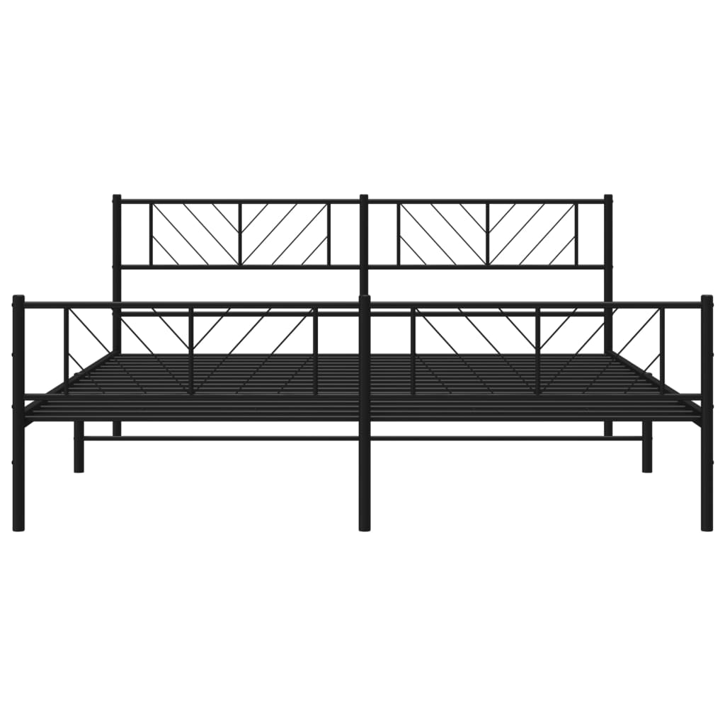 vidaXL Bedframe met hoofd- en voeteneinde metaal zwart 200x200 cm