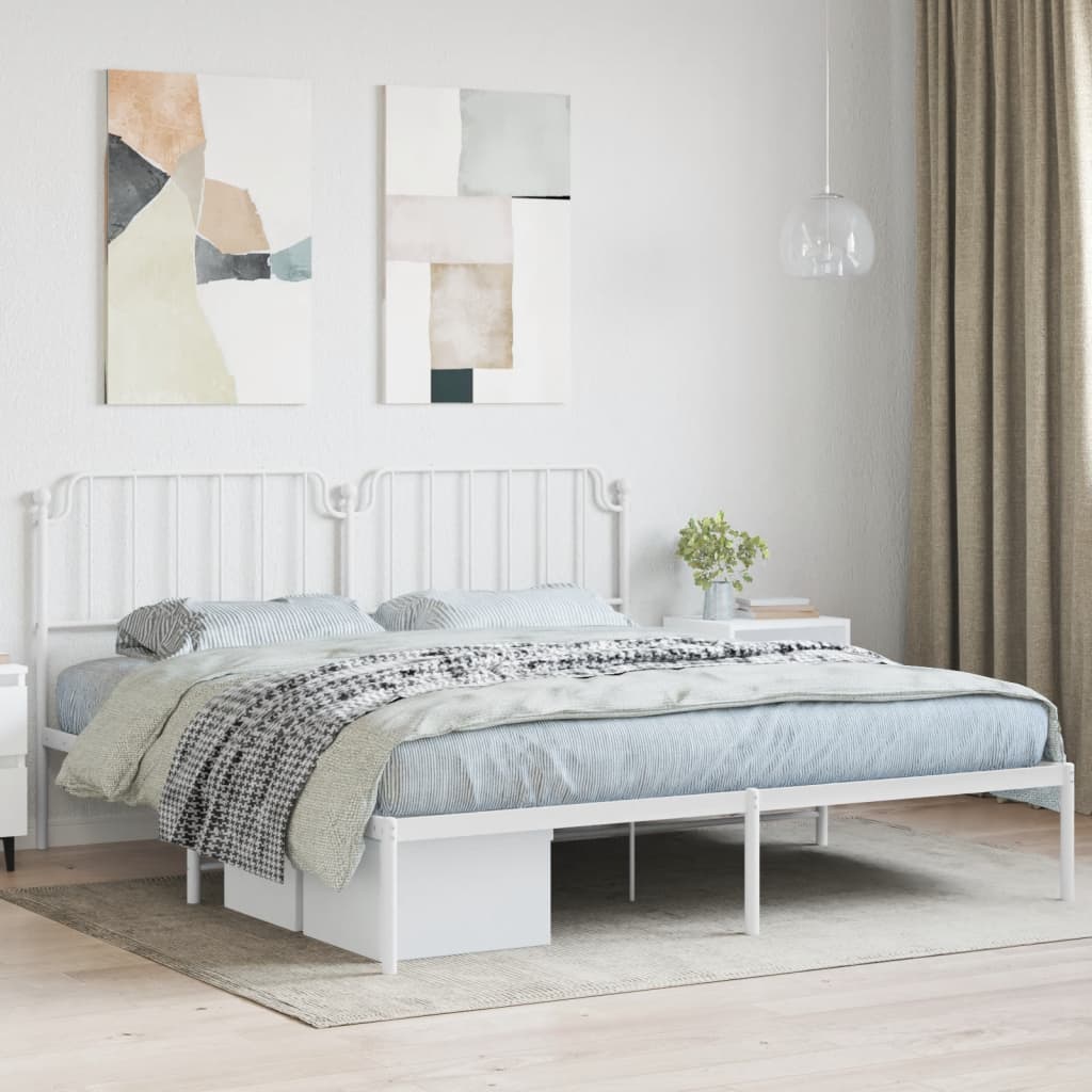 vidaXL Bedframe met hoofdbord metaal wit 180x200 cm