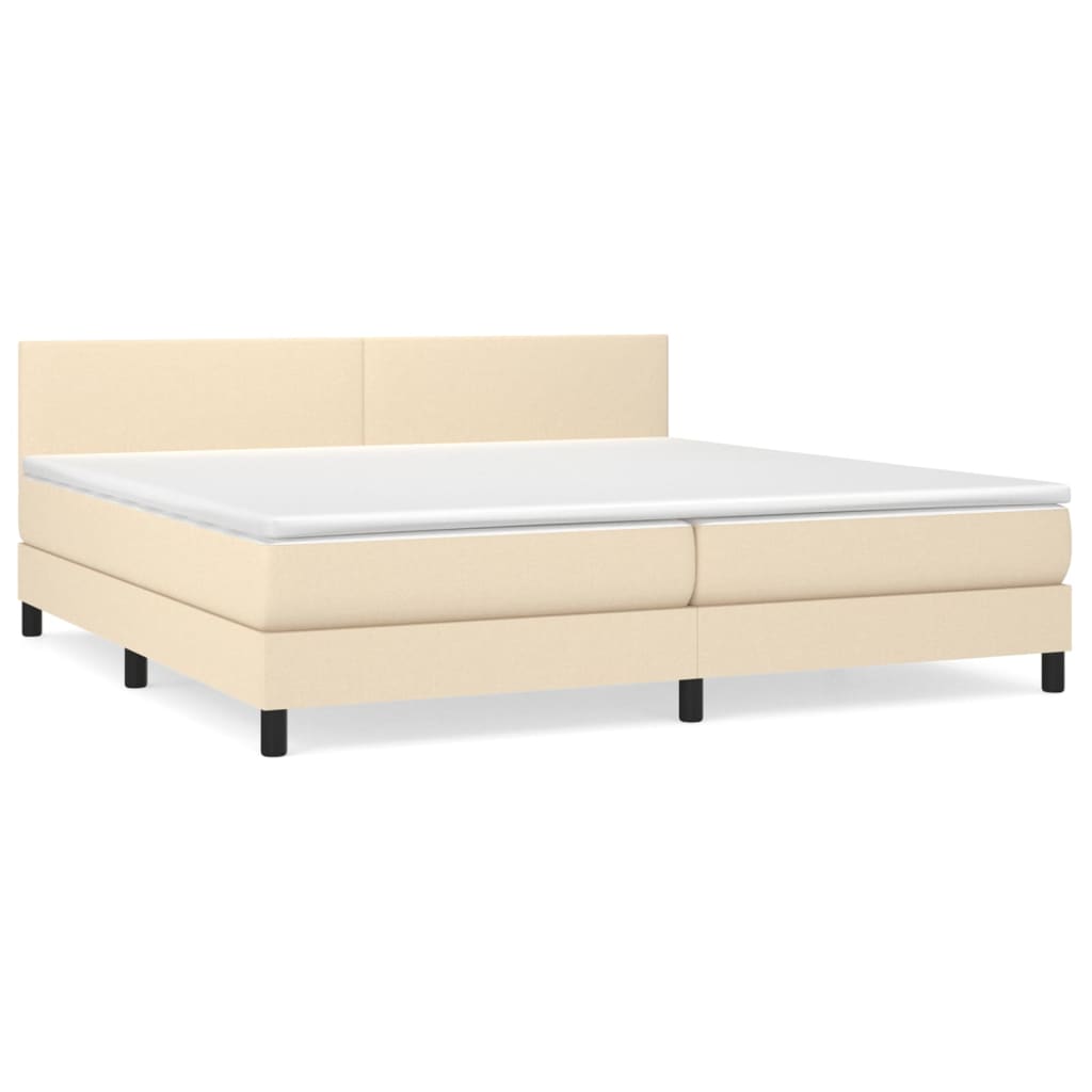 vidaXL Boxspring met matras stof crèmekleurig 200x200 cm