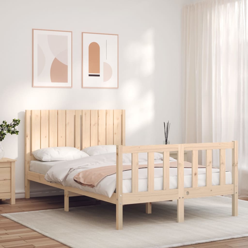 vidaXL Bedframe met hoofdbord massief hout