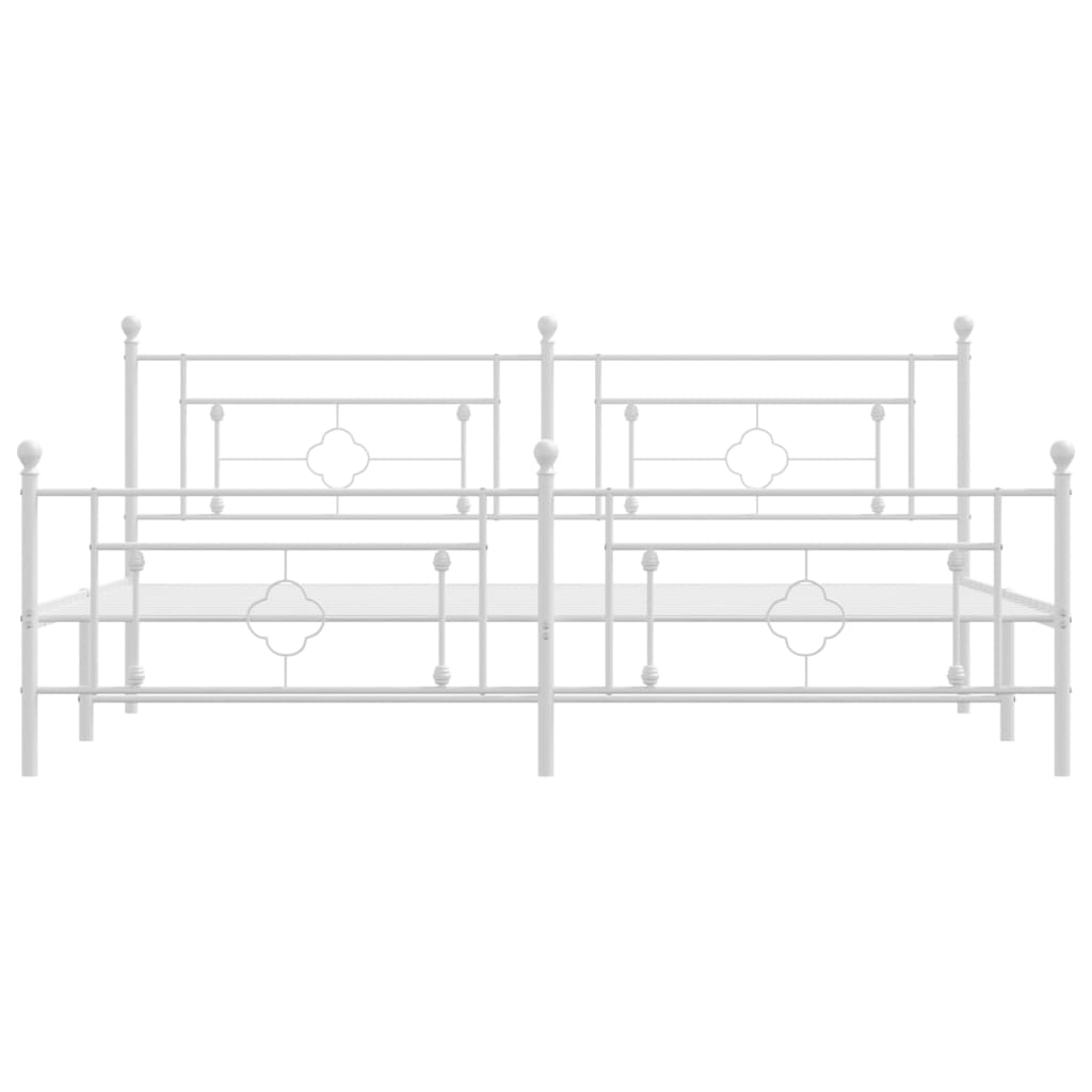 vidaXL Bedframe met hoofd- en voeteneinde metaal wit 193x203 cm