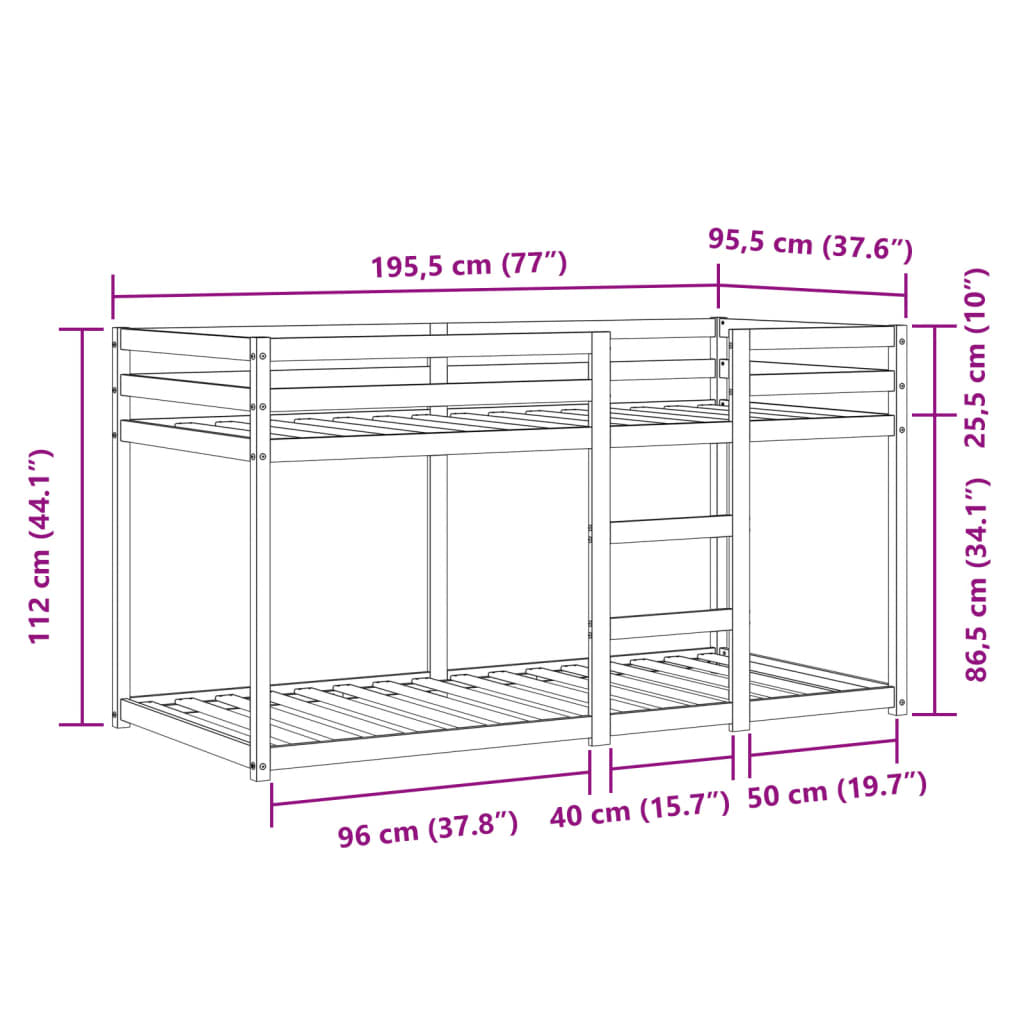 vidaXL Stapelbed met gordijnen 90x190 cm grenenhout roze