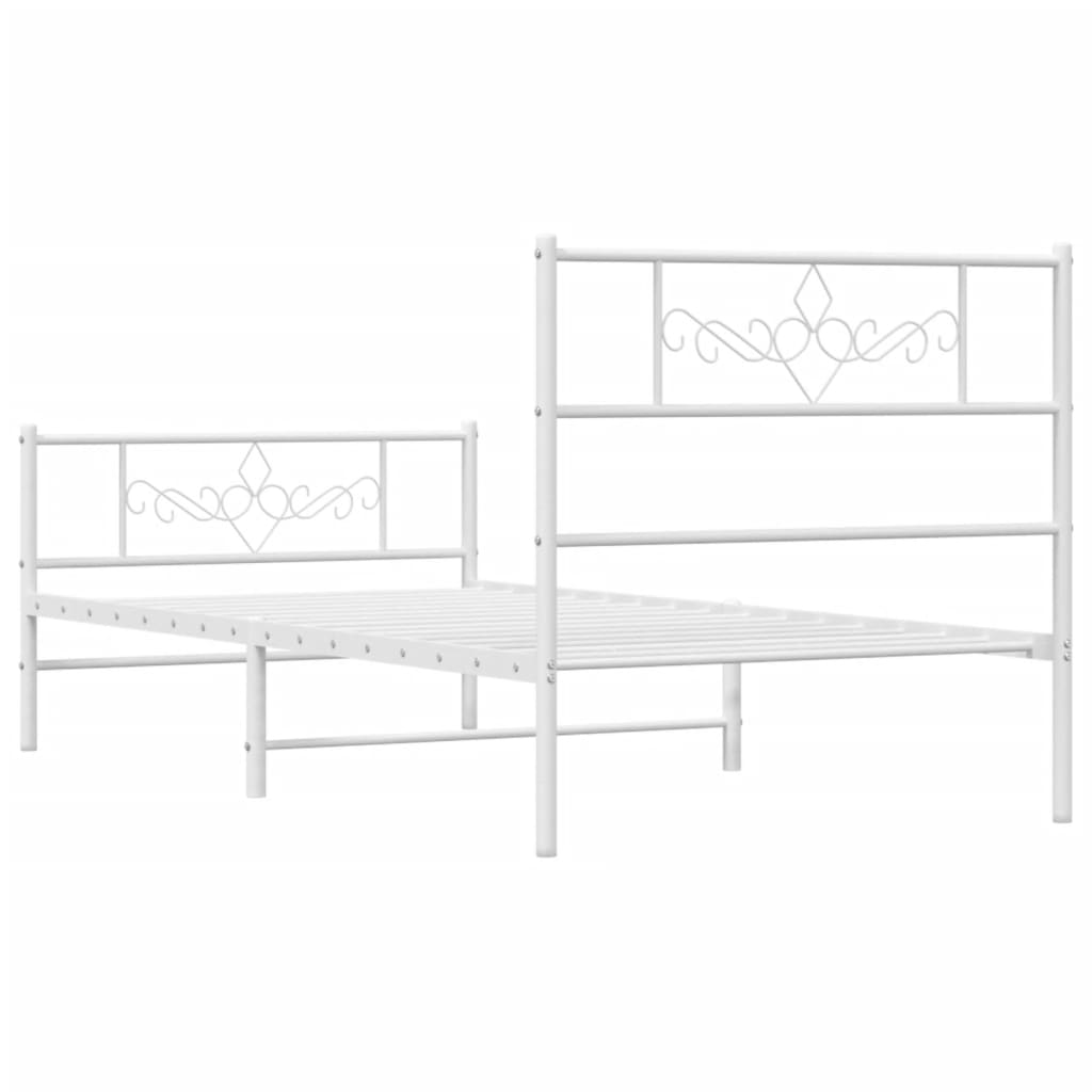 vidaXL Bedframe met hoofd- en voeteneinde metaal wit 75x190 cm