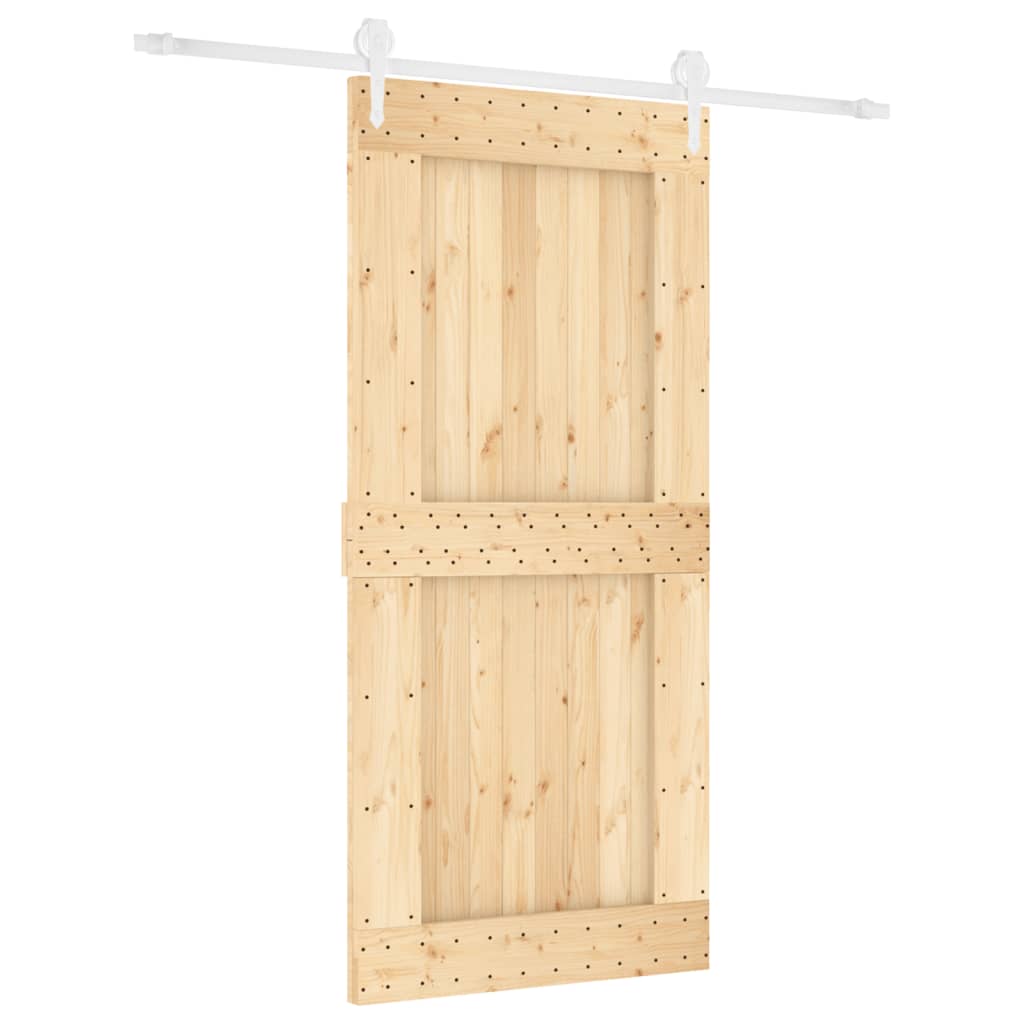 vidaXL Schuifdeur met beslag 95x210 cm massief grenenhout