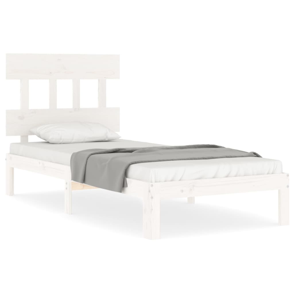 vidaXL Bedframe met hoofdbord massief hout wit