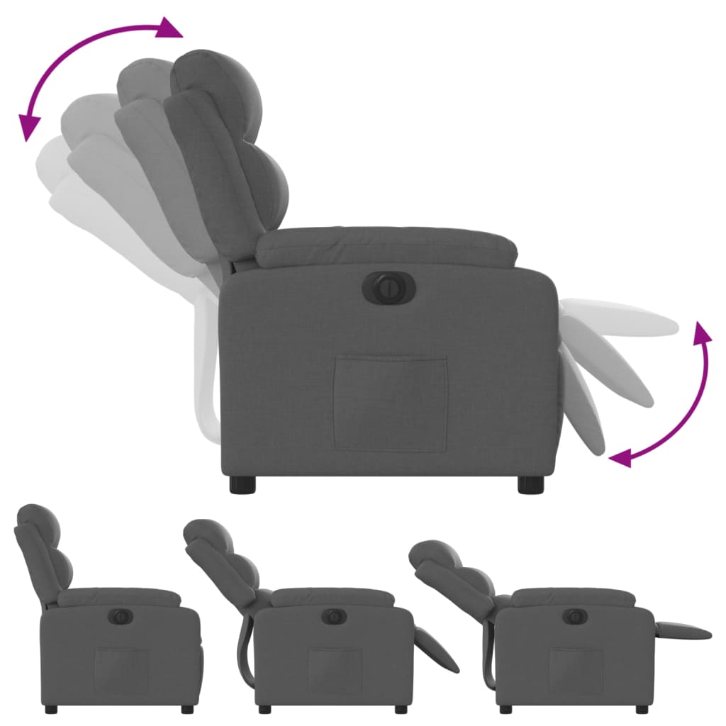 vidaXL Fauteuil elektrisch verstelbaar stof donkergrijs