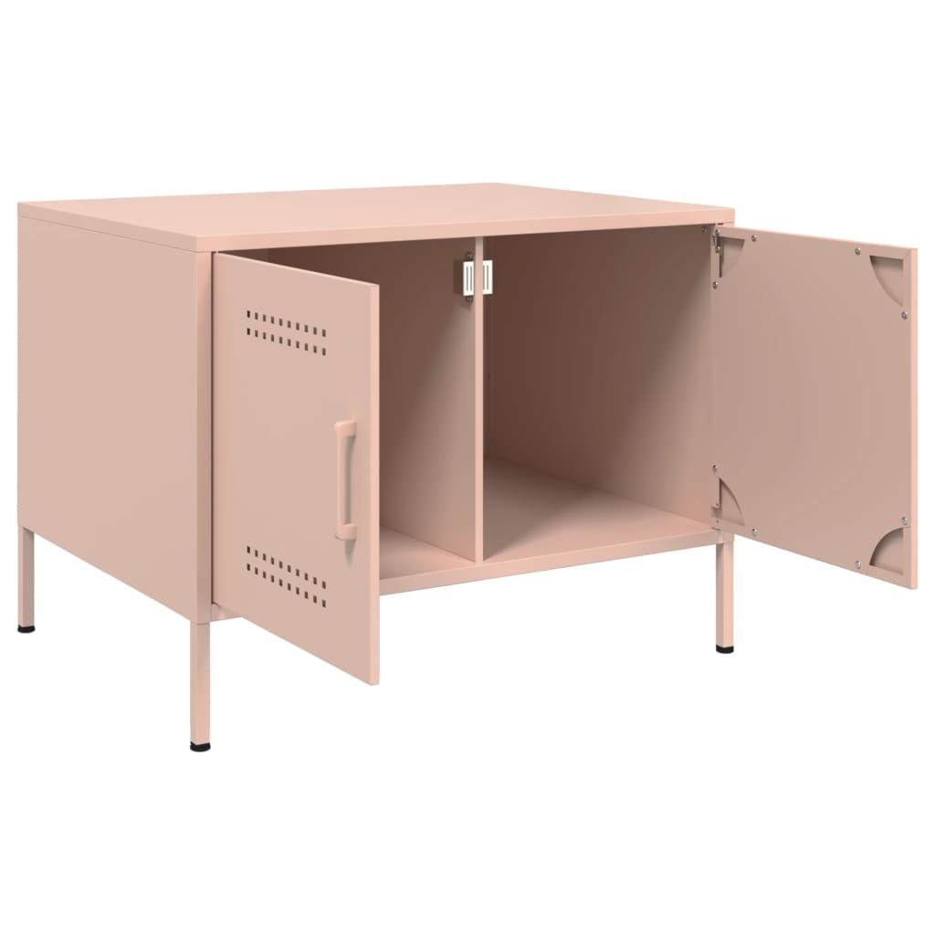 vidaXL Salontafel 68x50x50,5 cm staal roze