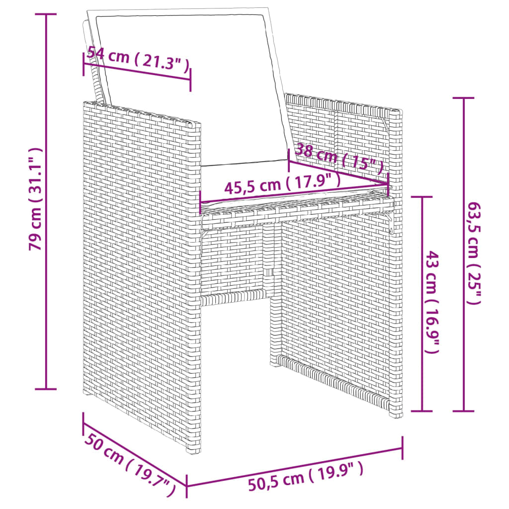 vidaXL 9-delige Tuinset poly rattan zwart