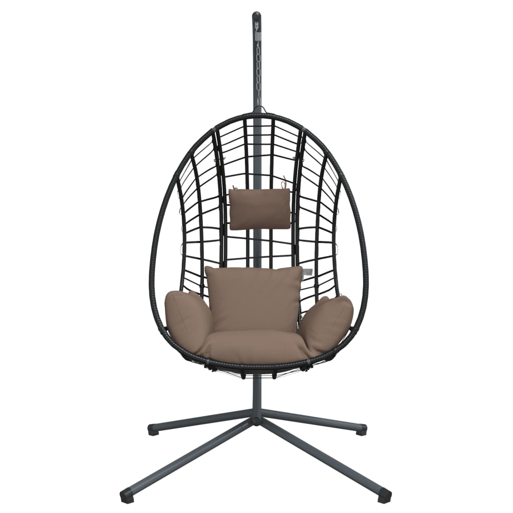 vidaXL Hangstoel met standaard rattan en staal taupe