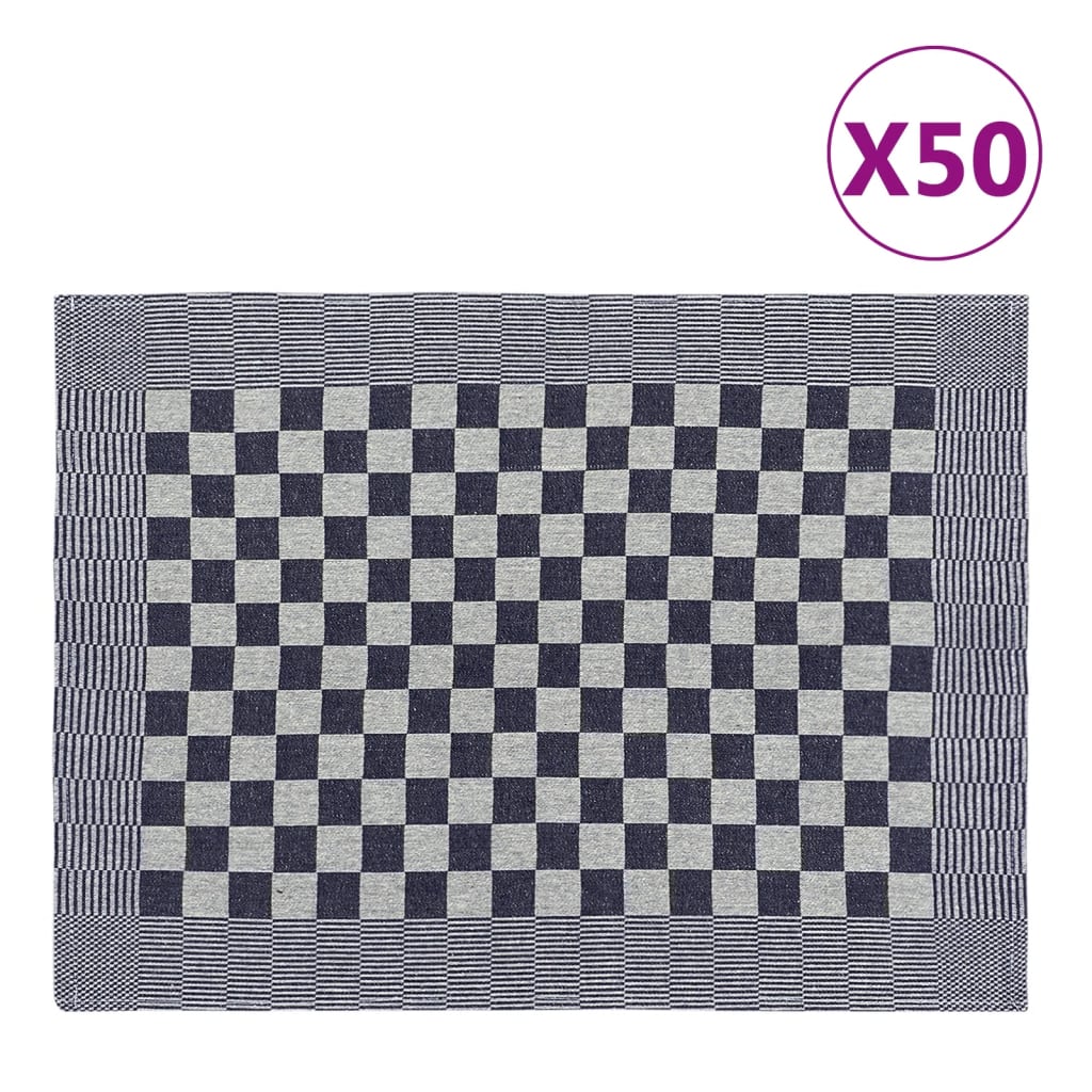 vidaXL Keukendoeken 50 st 50x70 cm katoen blauw en wit