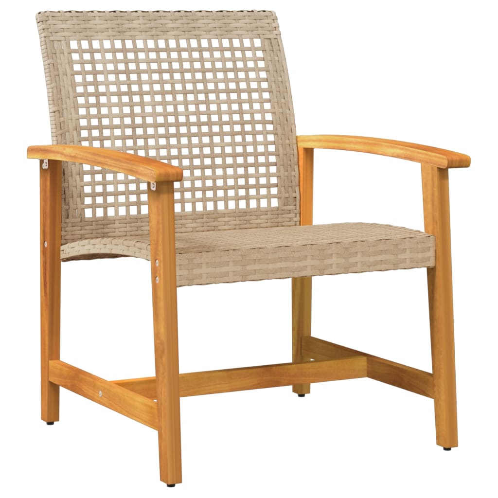 vidaXL Tuinstoelen 2 st poly rattan en acaciahout beige