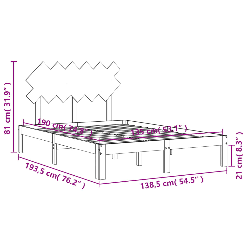 vidaXL Bedframe met hoofdbord massief hout zwart