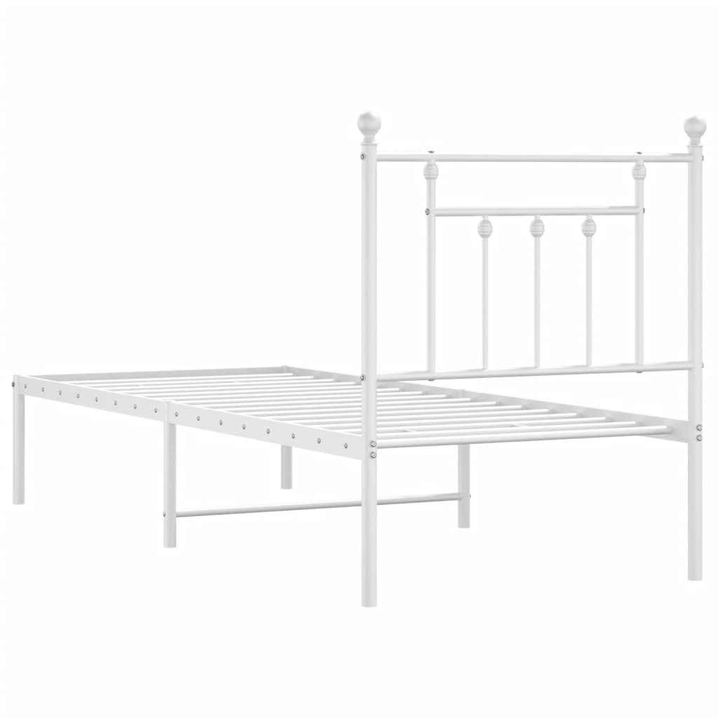 vidaXL Bedframe met hoofdbord zonder matras metaal wit 75x190 cm