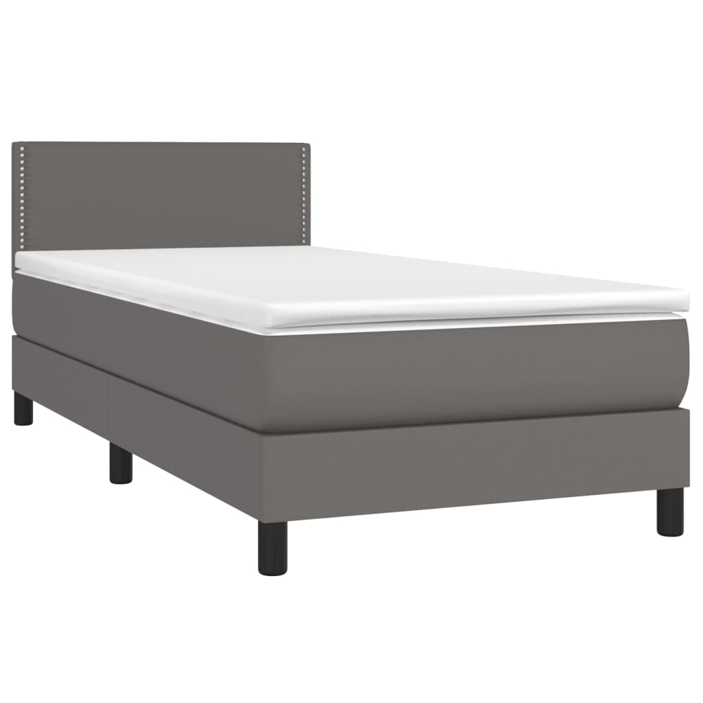 vidaXL Boxspring met matras kunstleer grijs 100x200 cm