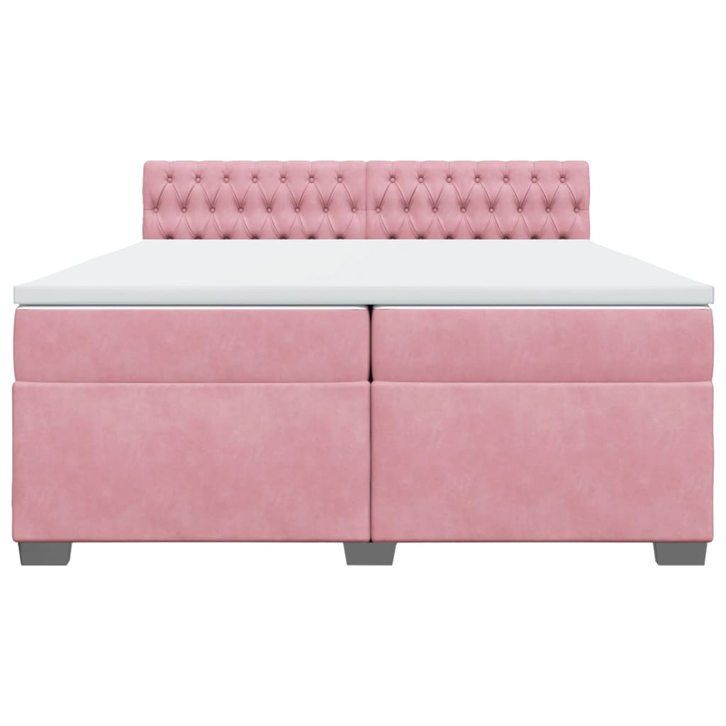 vidaXL Boxspring met matras fluweel roze 200x200 cm