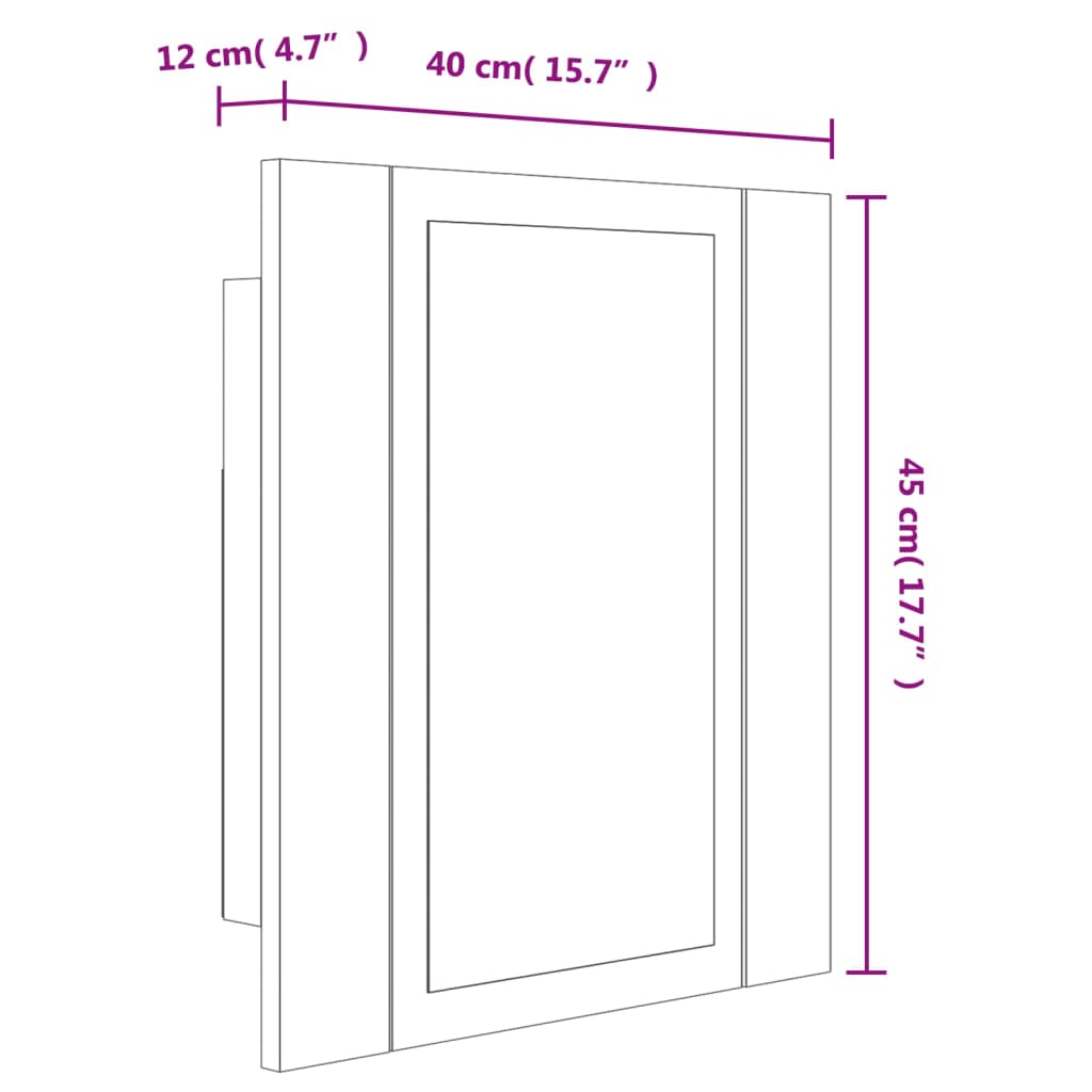 vidaXL Badkamerspiegelkast LED 40x12x45 cm bewerkt hout gerookt eiken