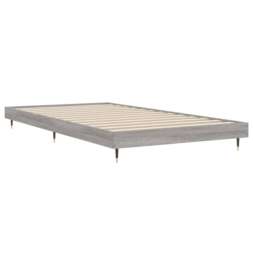 vidaXL Bedframe bewerkt hout grijs sonoma eikenkleurig 90x190 cm