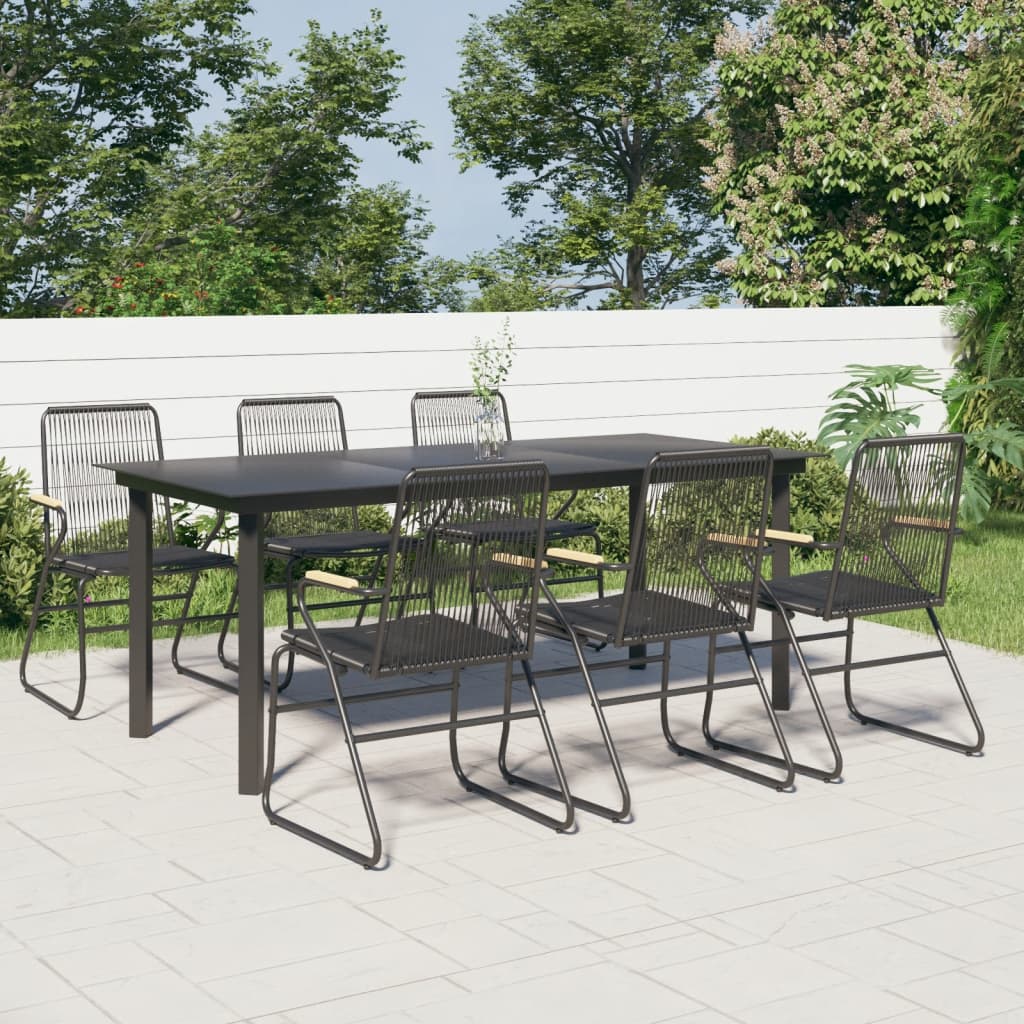 vidaXL 7-delige Tuinset PVC-rattan zwart