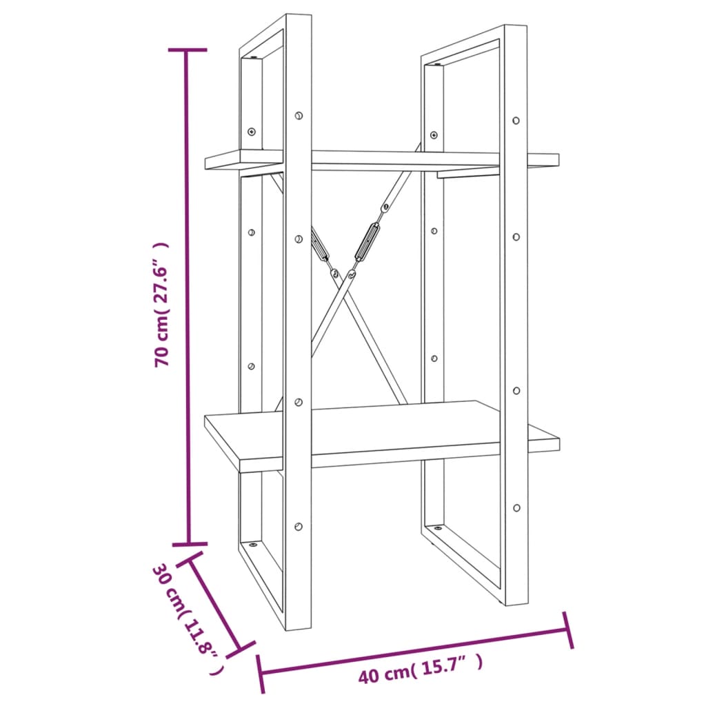 vidaXL Boekenkast 2-laags 40x30x70 cm bewerkt hout grijs sonoma eiken