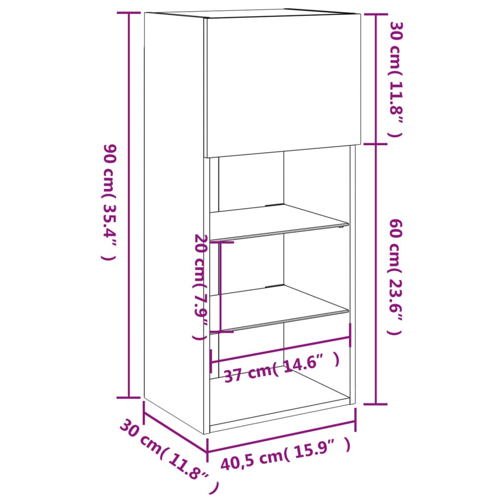 vidaXL Tv-meubel met LED-verlichting 40,5x30x90 cm wit