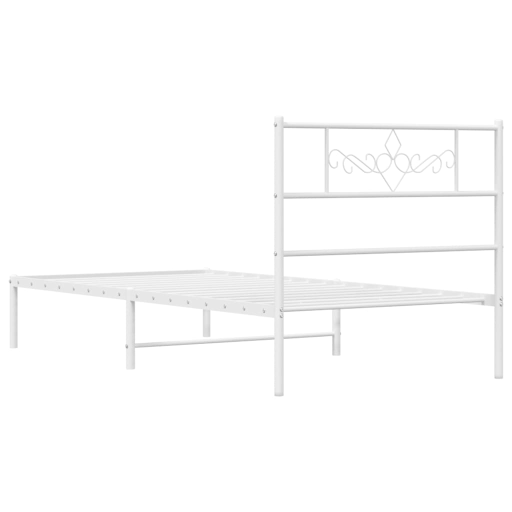 vidaXL Bedframe met hoofdbord metaal wit 107x203 cm