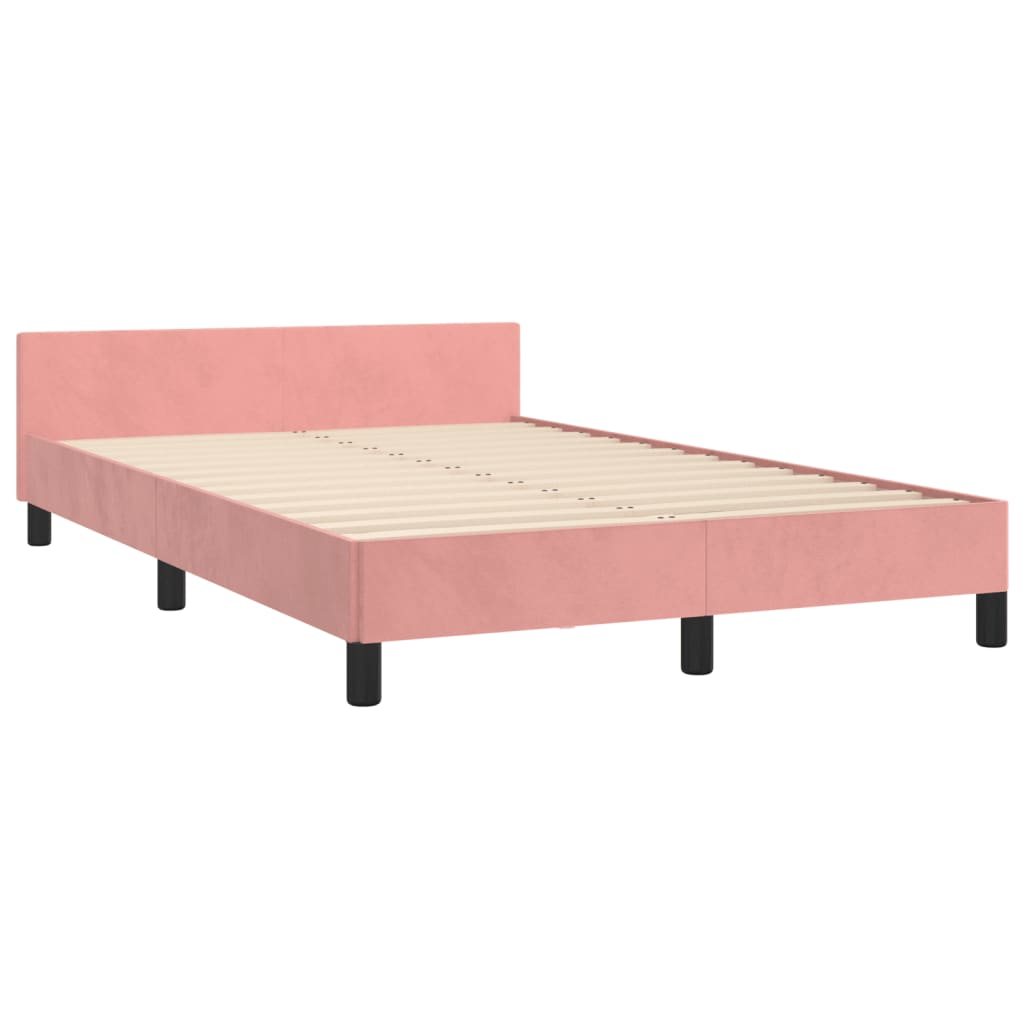 vidaXL Bedframe met hoofdeinde fluweel roze 120x200 cm