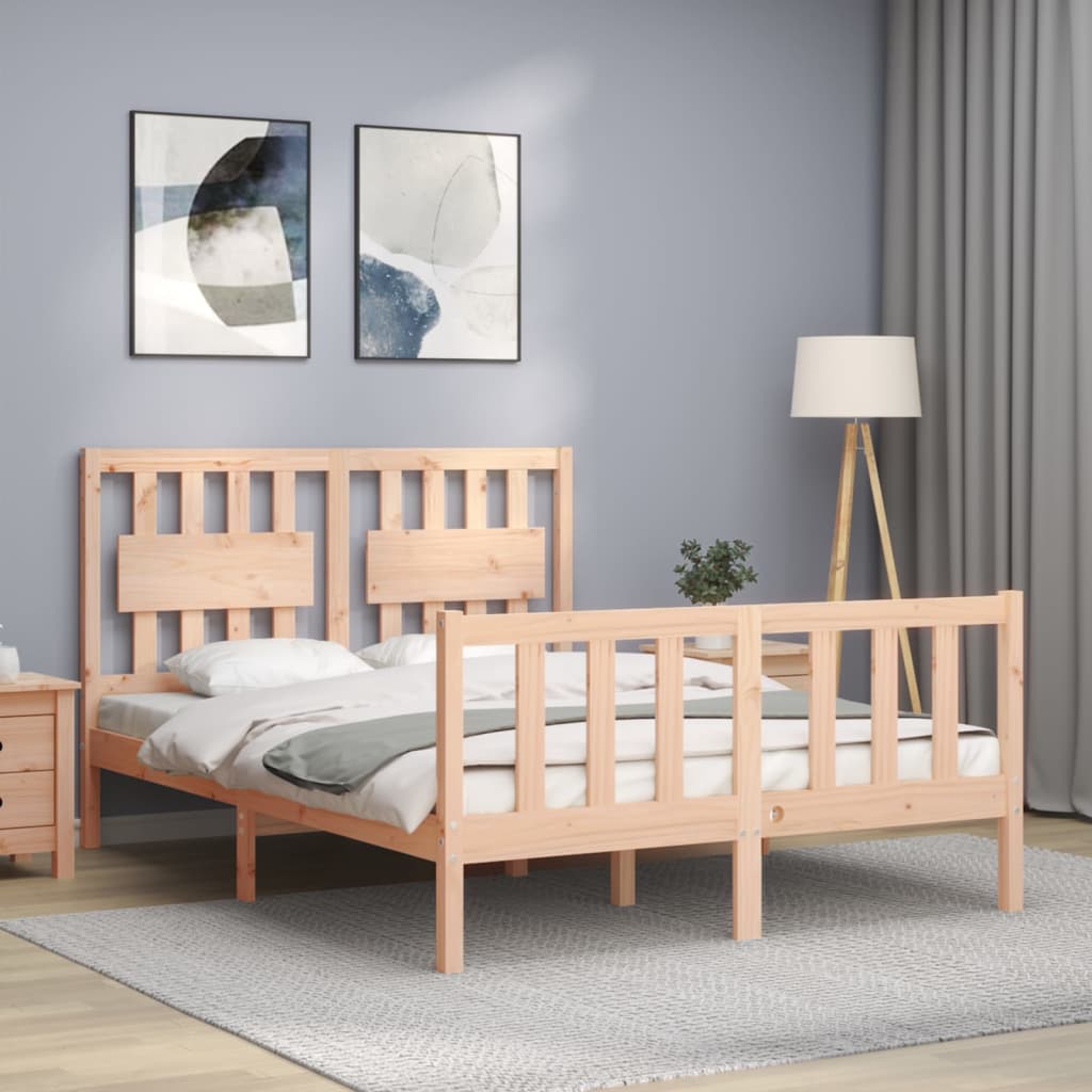 vidaXL Bedframe met hoofdbord massief hout 120x200 cm