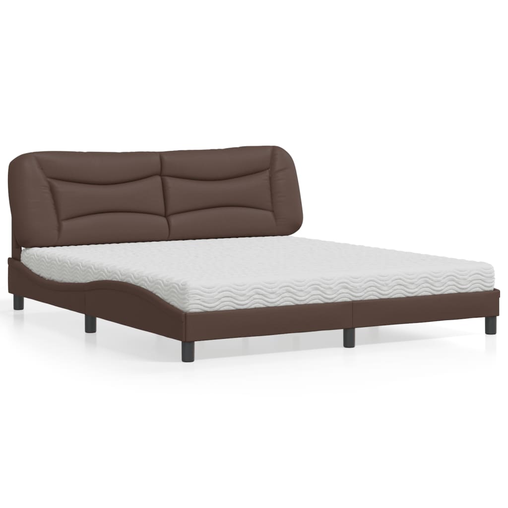 vidaXL Bed met matras kunstleer bruin 180x200 cm