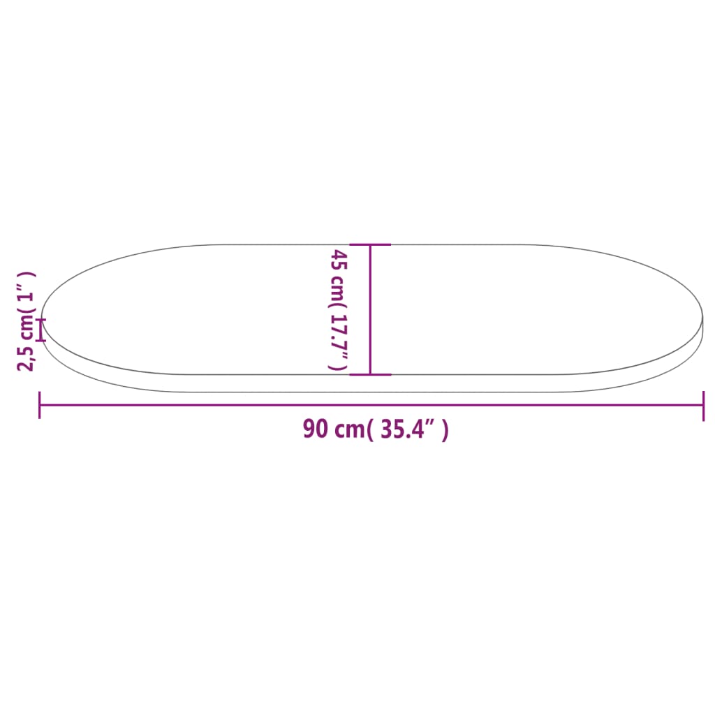 vidaXL Tafelblad ovaal 90x45x2,5 cm massief grenenhout wit