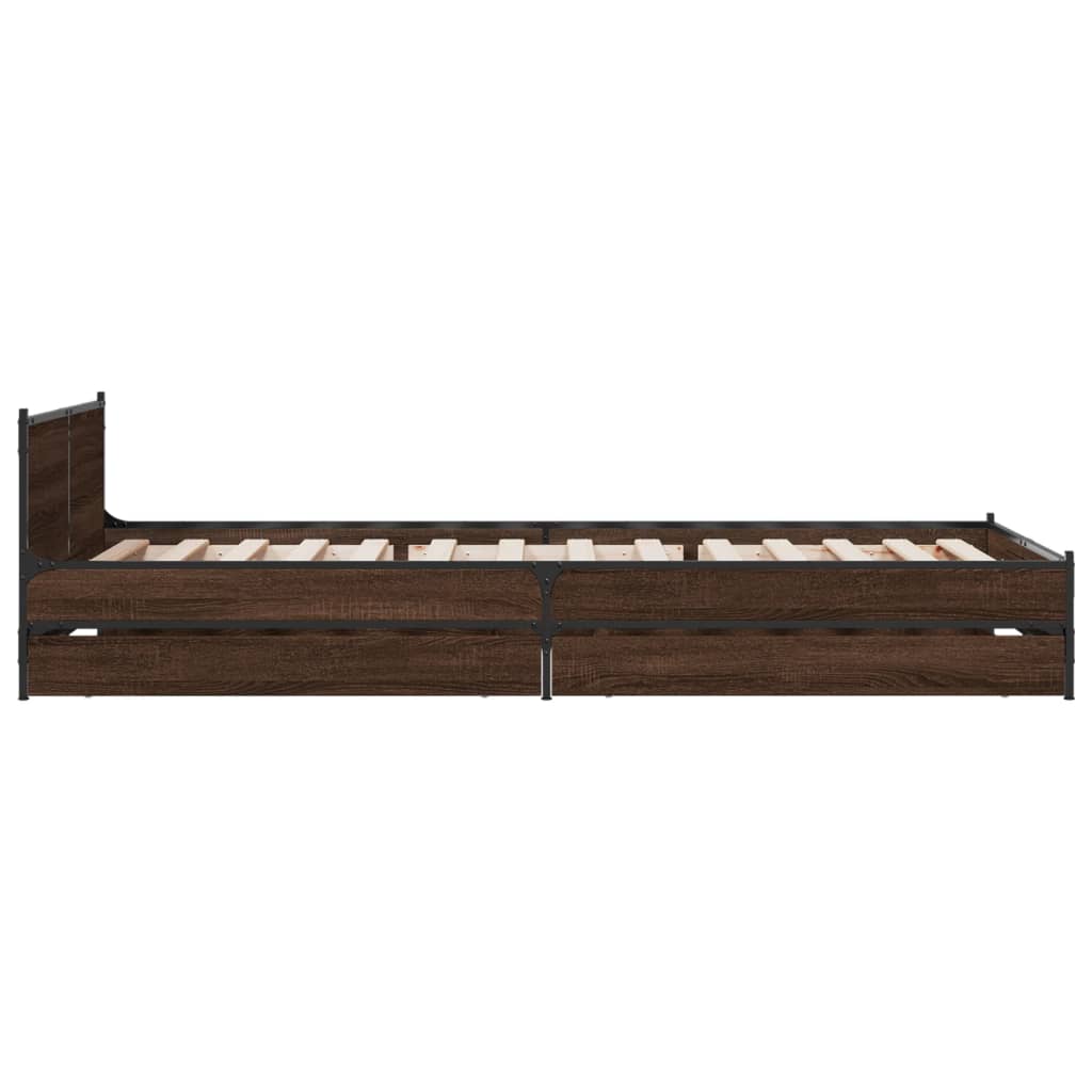 vidaXL Bedframe met lades bewerkt hout bruin eikenkleur 100x200 cm