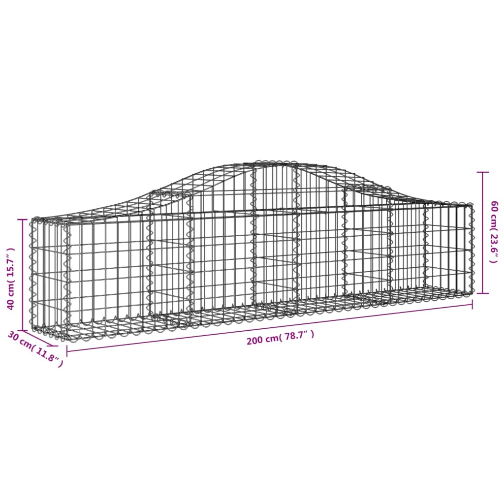 vidaXL Schanskorven 13 st gewelfd 200x30x40/60 cm gegalvaniseerd ijzer