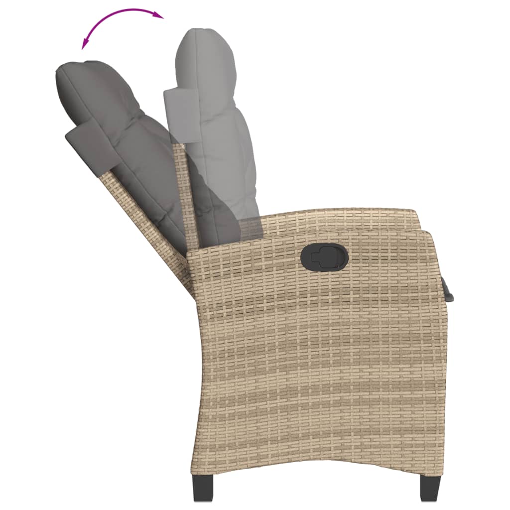 vidaXL 5-delige Tuinset met kussens poly rattan beige