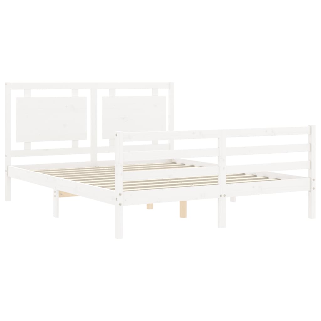 vidaXL Bedframe met hoofdbord massief hout wit