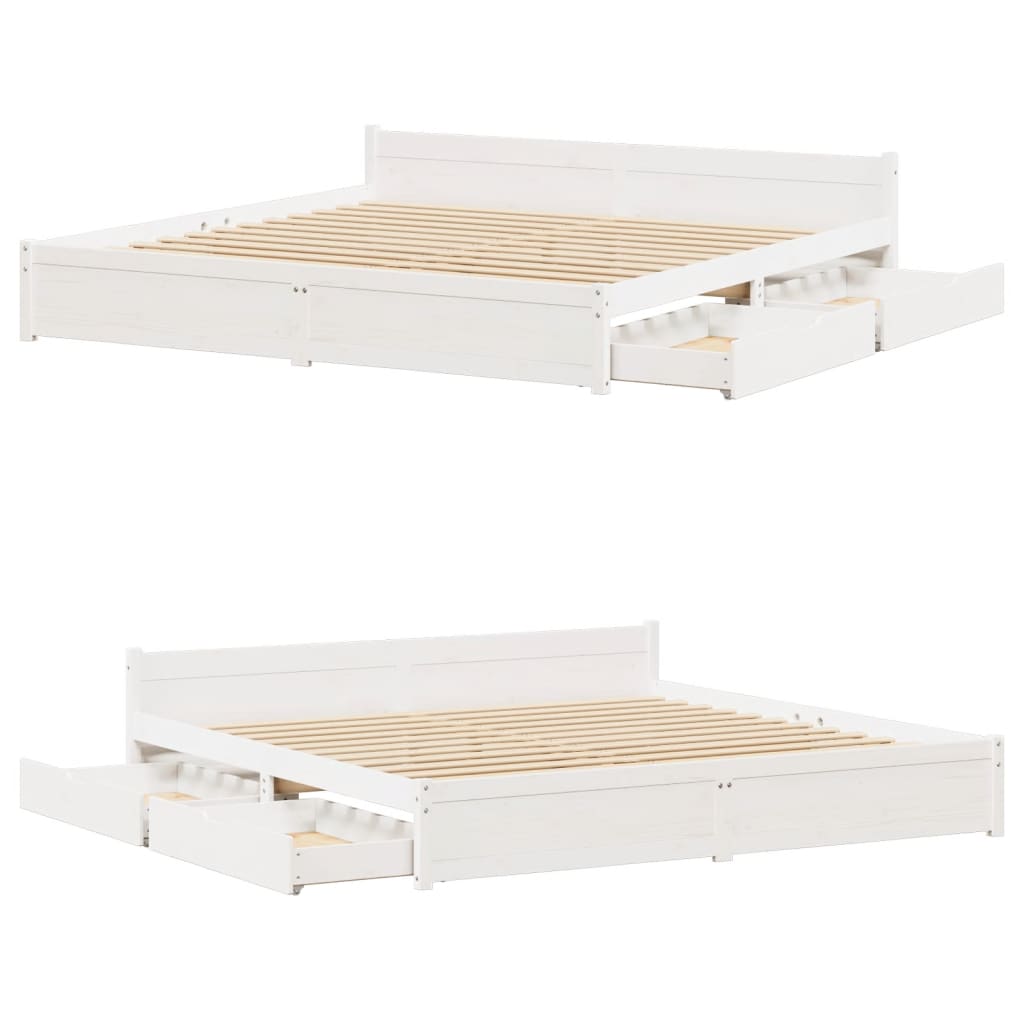 vidaXL Bedframe zonder matras massief grenenhout wit 200x200 cm